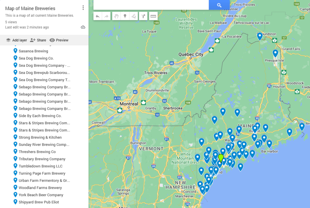 Map of Maine Breweries - THE BEER THRILLERS